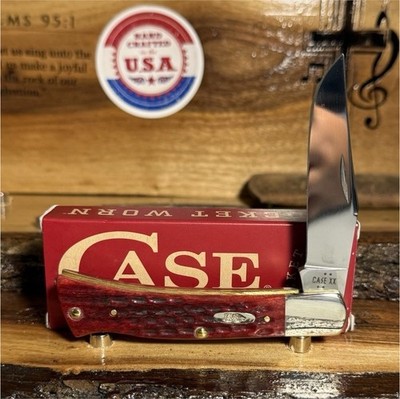 Case XX 10299 Pocket Worn Red Bone 1-Blade Clip Point Slipjoint Pocketknife