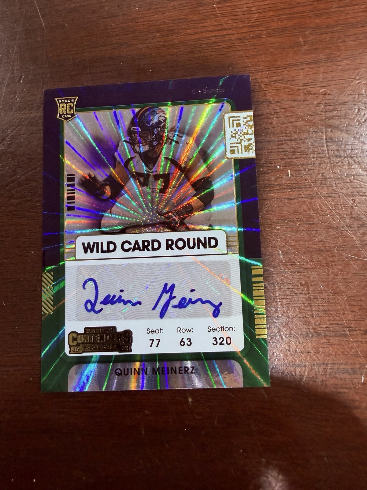 Quinn Meinerz Panini Contenders #193 Autograph-Wild Card Round