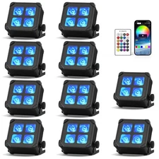 Rechargeable Waterproof Par Light RGBWA+UV Battery Wireless 4LED DJ Uplights APP
