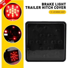 Smoked Lens 15-LED Brake Light DRL Trailer Hitch Cover For 2" Towing & Hauling