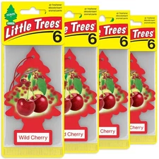 Little Trees Cardboard Hanging Car, Home&Office Air Freshener, Wild Cherry, 24PK