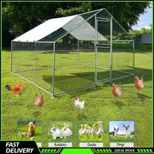 10FT Large Metal Chicken Coop Heavy Duty Reinforced Walk In Poultry Cage w/Cover