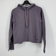 Under Armour Women's Purple Ribbed Cropped Hoodie Sweatshirt XS Workout