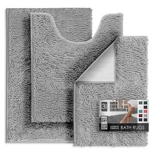 Hearth  Harbor Chenille Bath Mat Silver 17x24-20x32-20x24