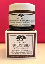 Origins High Potency Night-A-Mins Exp 5/27 Resurfacing Cream AHA's Moist 1.7 oz