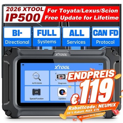 2026 XTOOL IP500 für Toyota/Lexus OBD2-Scanner Alle Systeme Diagnose-Scan-Tool