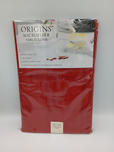 New in Package Origins Tablecloth 60" X 102" Red Oval Spill Proof Microfiber