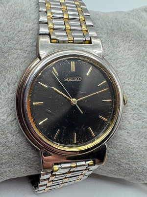 Vintage Men's Seiko 7N01-6G80 Two Tone Quartz Watch New Battery