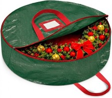 Protective 30 Inch Christmas Wreath Storage Bag Waterproof Strong Handles green