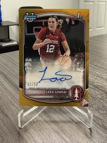 2025-26 Topps Bowman Chrome U 1st Lara Somfai True Gold Autograph Stanford 2/50