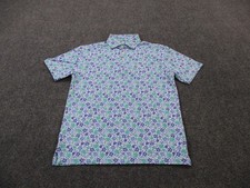 Rhoback Polo Shirt Men S Blue Floral Azalea Print Golf Stretch Performance Sport
