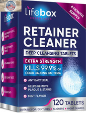 Retainer Cleaner Tablets - 120 Denture Cleaning Tablets  Aligner Cleaner - Remo