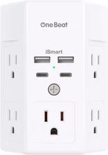 Multi Plug Outlet, Surge Protector, 5 Outlet Extender with 4 USB Charging Por...