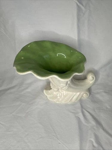 Red Wing Pottery 1097 CREAM LIME Green Cornucopia Horn of Plenty RARE MINNESOTA