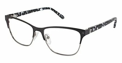 NEW L.A.M.B. LA 026 Black Eyeglasses with Black & White Temples 52/15/135