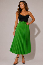 Ladies Womens Skirt Belted Long Midi Pleated Summer A-Line Party High Waist NEW