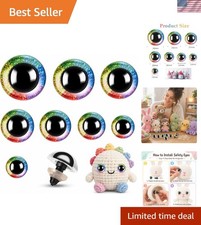160Pcs Rainbow Glitter Safety Eyes for Amigurumi Large Plastic Eye for Stuffed A