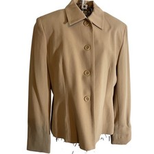 Jones New York Classic Tan Wool Blend Blazer Button Front Size 8