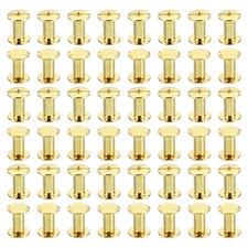 50 Sets Chicago Screws, M5x10mm Brass Plated Chicago Screw Phillips, Golden