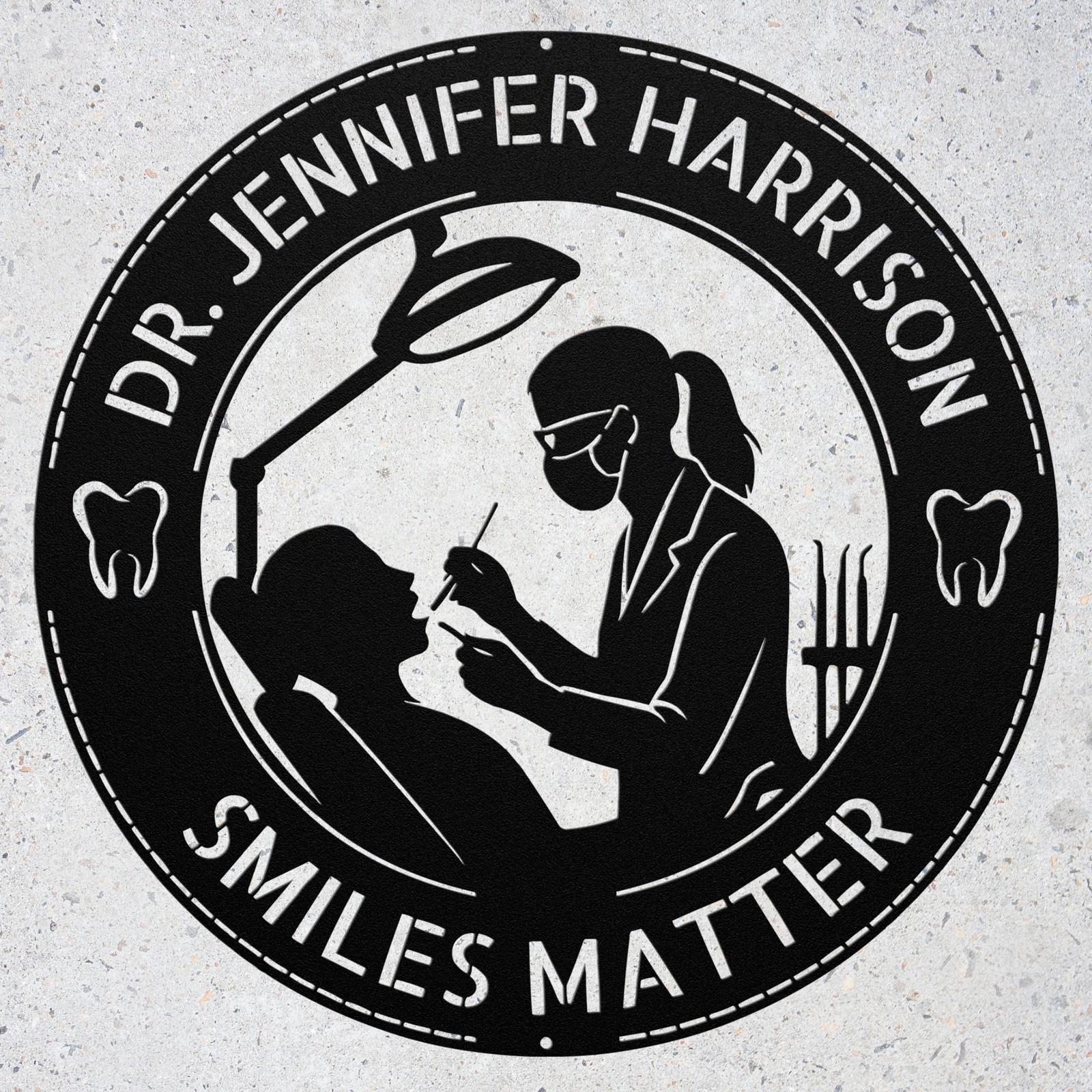 Personalized Dentist Metal Art Sign Custom Female Dentist Wall Decor Gift
