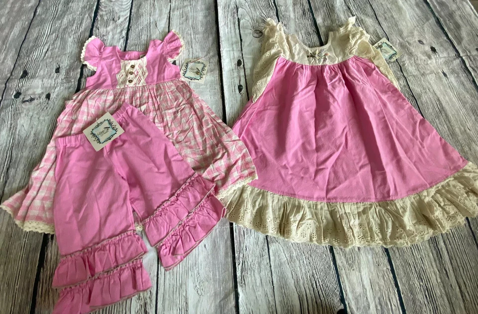 Lote Little Prim Por Mustard Pie 4t 4 6 Verano Otoño Gemelos Vestido Niña Mameluco 15 piezas Foto 3 de 4