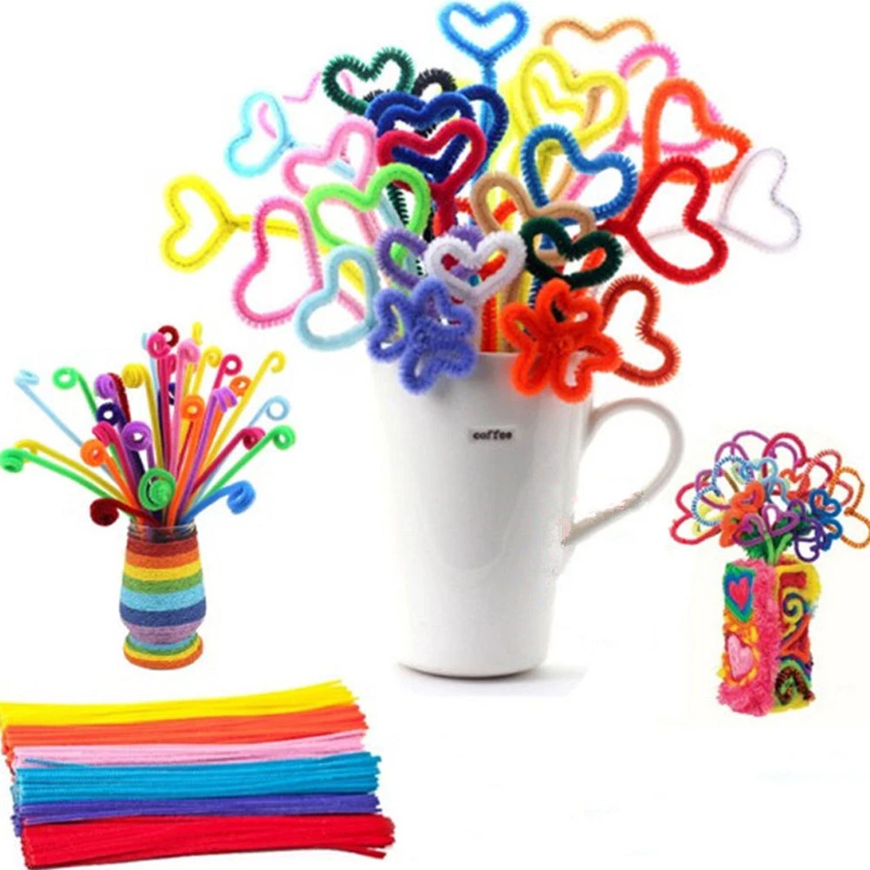 100pc chenille craft stems pipe cleaners 30cm (12") long, 6mm wide-lots colours - Image 4 of 4