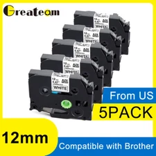 5 PK Brother P-Touch TZe-231 TZ-231 12mm Black on White Standard Laminated Tape