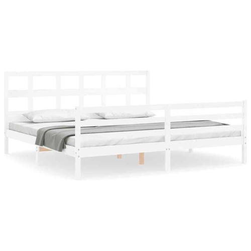 vidaXL Giroletto con Testiera Bianco 200x200 cm in Legno Massello - Foto 4 di 5