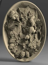 3D STL Model Squirrels & Tree for CNC Router 3D Printer Engraver Carving Aspire