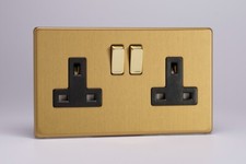 Varilight Screwless Brushed Brass Range - Black Inserts & Brass Switches