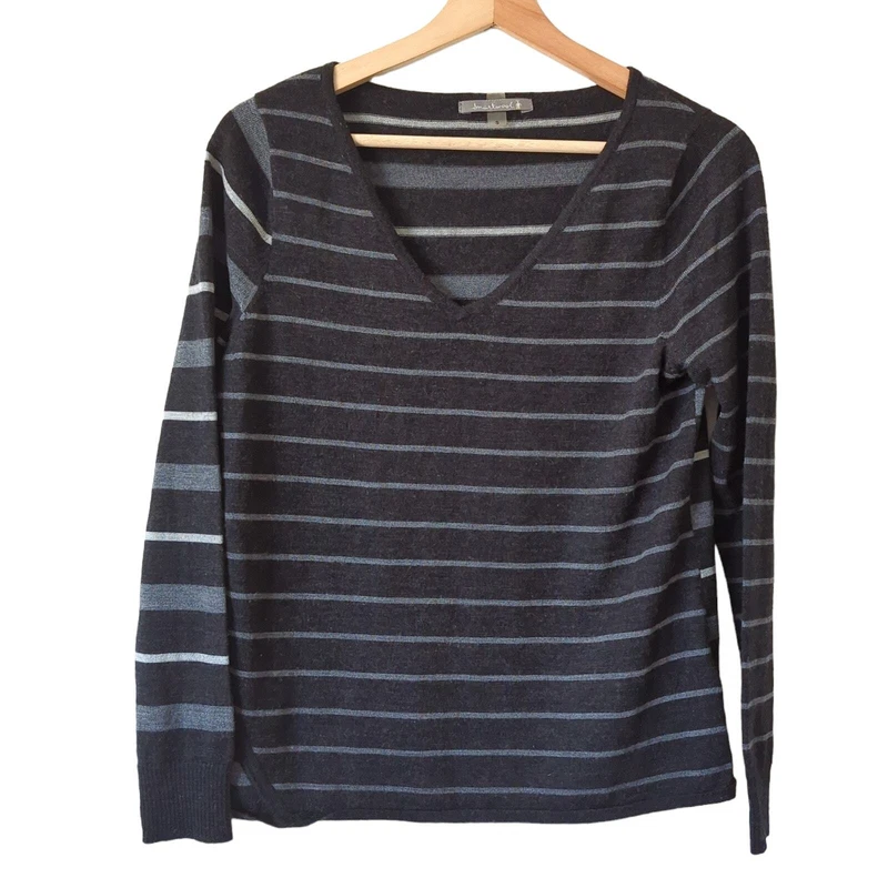 smartwool v-neck striped long sleeve merino wool sweater