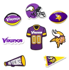8 Piece Minnesota Vikings Football Team Shoe Charms Vikings Football Charms