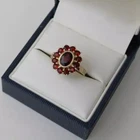 Oval Lab Created Red Garnet Vintage Engagement Ring 14K Yellow Gold Plated