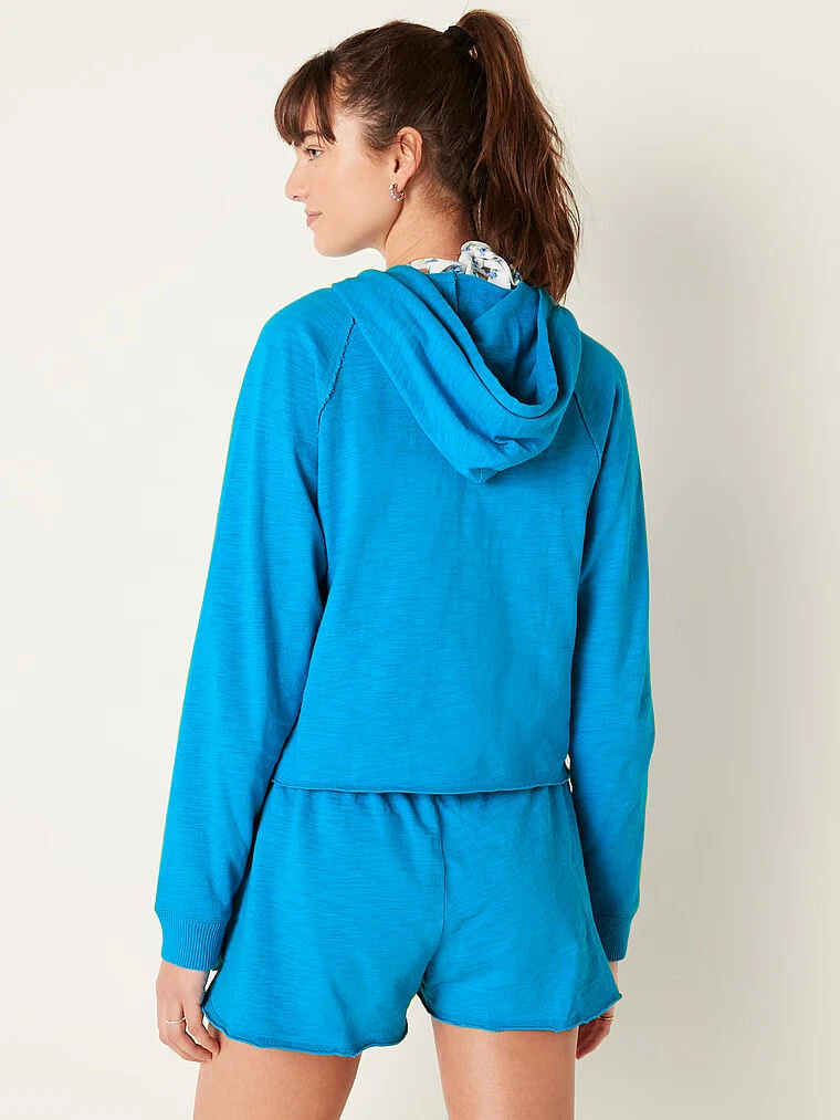 UNDERCOVER Felpa con cappuccio e zip Victoria's Secret rosa lounge cotone blu XL NUOVA # 161