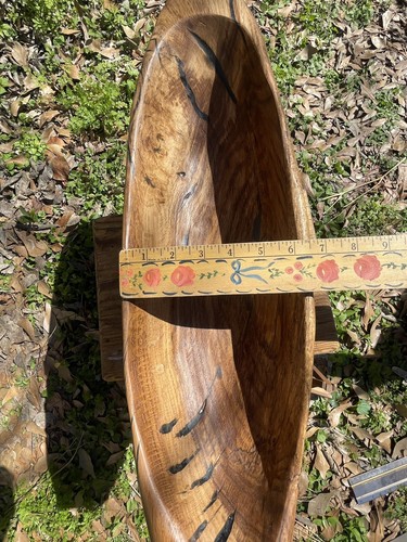 Gorgeous Hand Made Wooden Oblong Wood Centerpiece Fruit/Bread Bowl - Picture 5 of 11