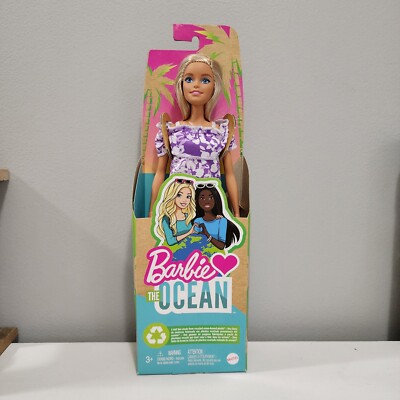 Mattel Barbie Love The Ocean Doll Blonde Blue Purple Floral Dress 2009