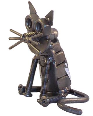 Cat Hand Crafted Recycled Metal Art Sculpture Figurine | eBay