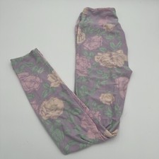 LuLaRoe ONE SIZE Women's Leggings Purple and Green Floral NEW