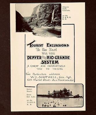 1904 Tourist Excursion Advertisement Denver Rio Grande Railroad Antique Print AD