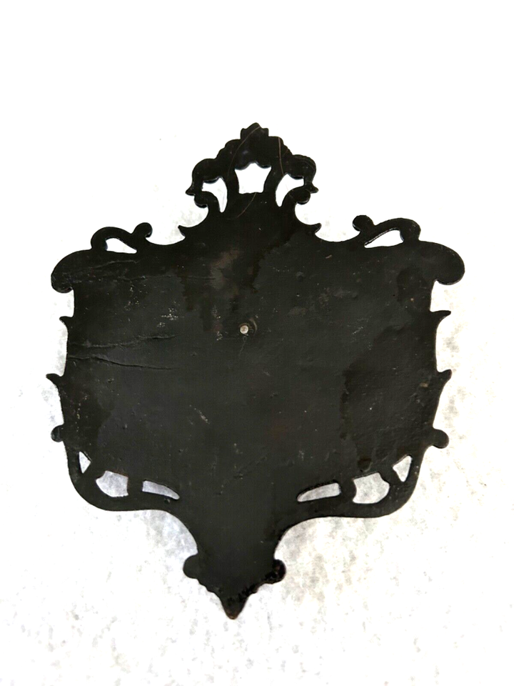 Beautiful vintage side by side cast iron double Match Holder w/strike