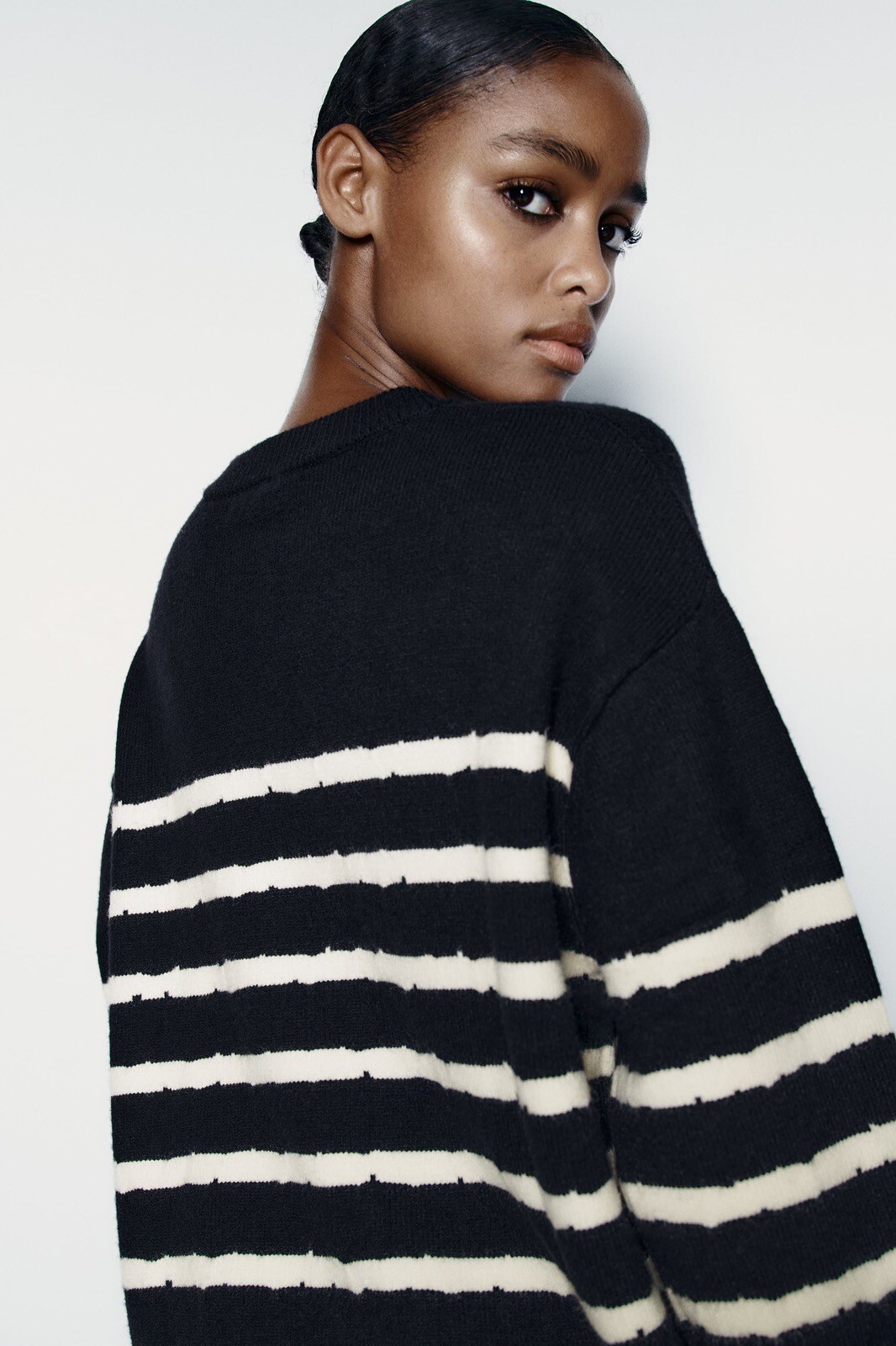 Zara Pullover Strickpullover Gestreift Viskose + Gr. L Oversized Akt. Koll. Neu eBay