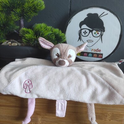 Doudou faon biche rose et blanc Mots d'enfant - Leclerc
