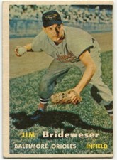 1957 Topps #382 Jim Brideweser Baltimore Orioles