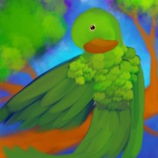 Original Digital Painting Download - Green Parrot Cleaning It's Wings In A Tree