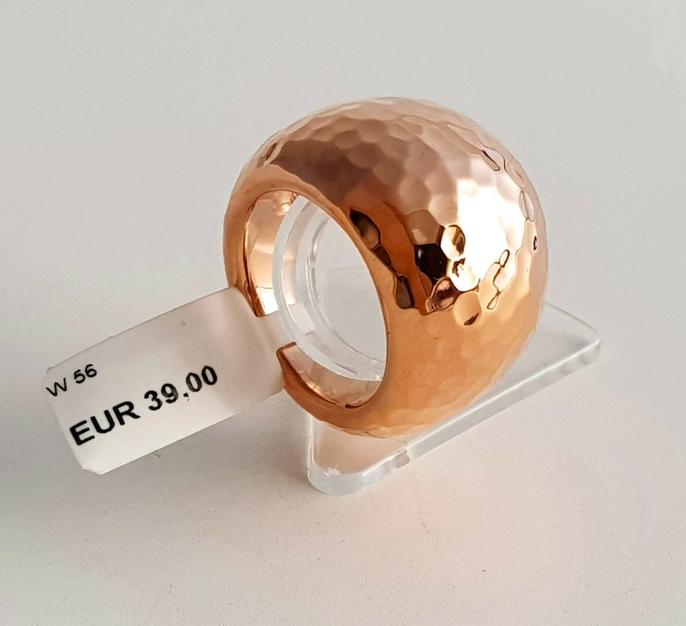 GOOIX Damenring Edelstahl rose RING NEU Gr 54 Ø 17,2 Hammerschlag rosèvergoldet