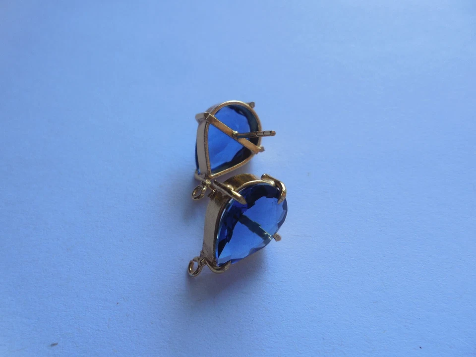 2件装水质坦桑石蓝色石英耳柱珠宝制作宝石耳钉连接器 — 第 4/4 张图片