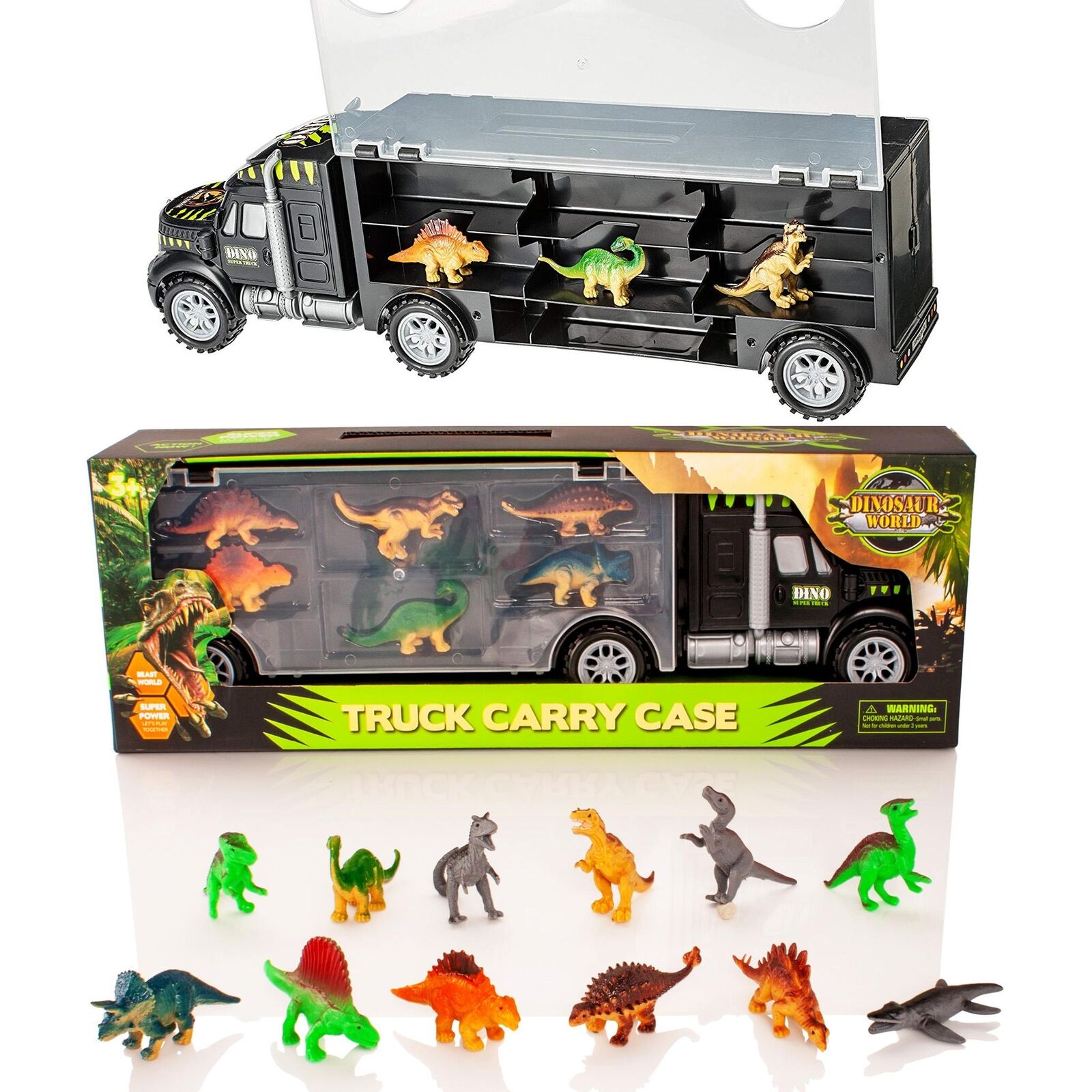 Dinosaurier Truck Spielzeug, burgkidz Dino Trucks Transporter Spielset mit  Dinosaurier Figuren, Bagger Spielzeug, Dinosaurier Geschenke  Kinderspielzeug für Kinder Jungen Mädchen ab 3 4 5 6 Jahre – BondiExpress