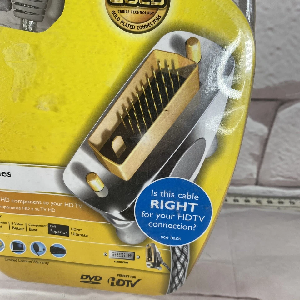 Cabo Philips DVI 6 pés HDTV Home Theater ouro 24K NOVO - Imagem 3 de 4