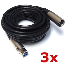 3 Pack Lot XLR Shielded Balanced Microphone Mic Audio Cable Male to Female 25ft