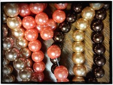 440 Glass Pearl Beads Assorted Lot 8mm Fall Colors Orange Brown Champagne